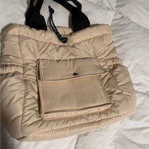 Beige Quilted Tote Bag